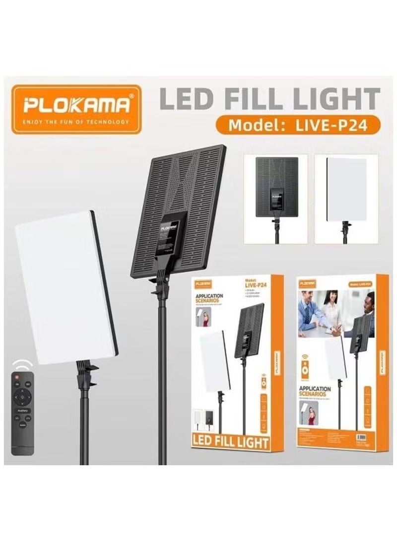 PLOKAMA ضوء استوديو LED PLOKAMA Live P24 الاحترافي 10 بوصة ضوء النهار 5500K سطوع قابل للتعديل للتصوير والبث - Image 4